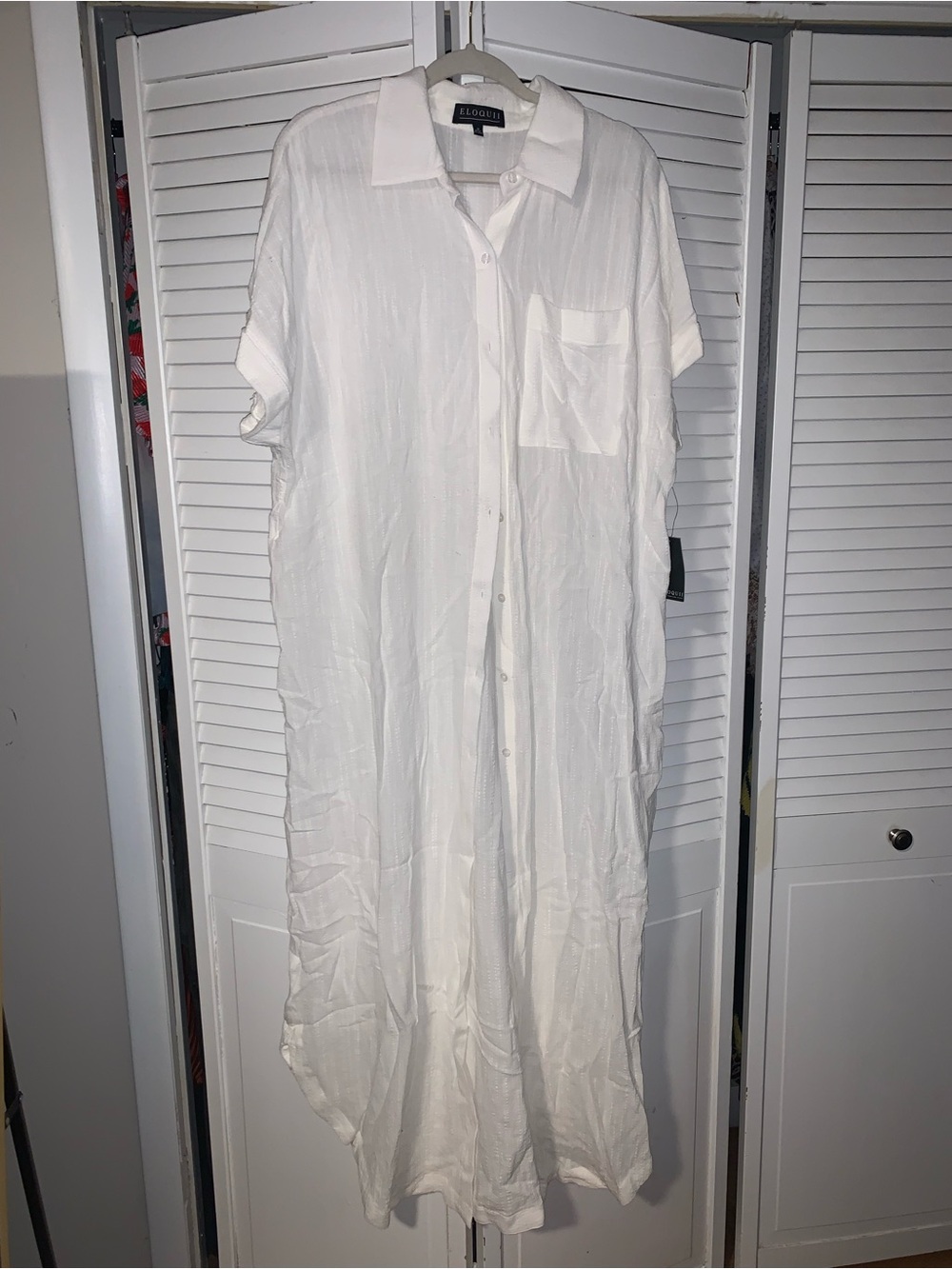 Eloquii Plus Size Women’s Short Sleeve Button Front Shirtdress